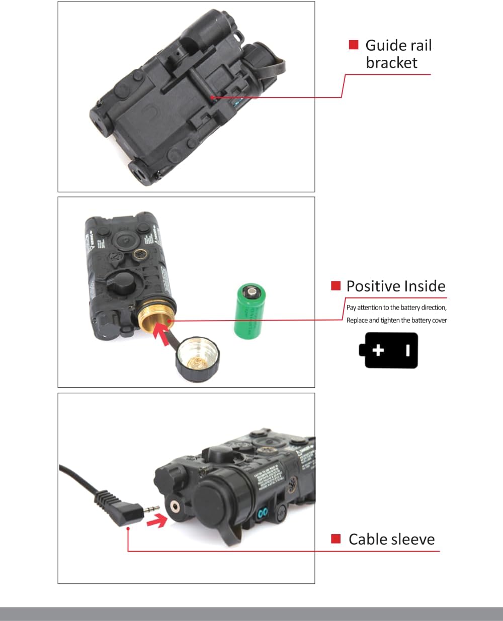 FMA PEQ NGAL Mini Version IR Laser + Red Laser + White LED Flashing Sight for Airsoft AEG GBB CQB Laser Output Within 5mW - FMA
