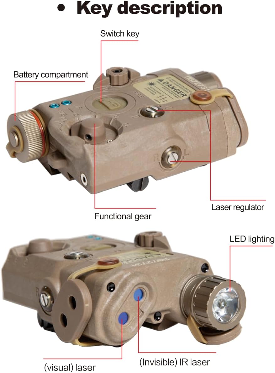 FMA PEQ 15 LA5A IIIA Version Invisible(IR) Laser + Red Laser + White LED Flashing PEQ Upgrade Version Sight for AEG GBB CQB Cosplay | Display - FMA