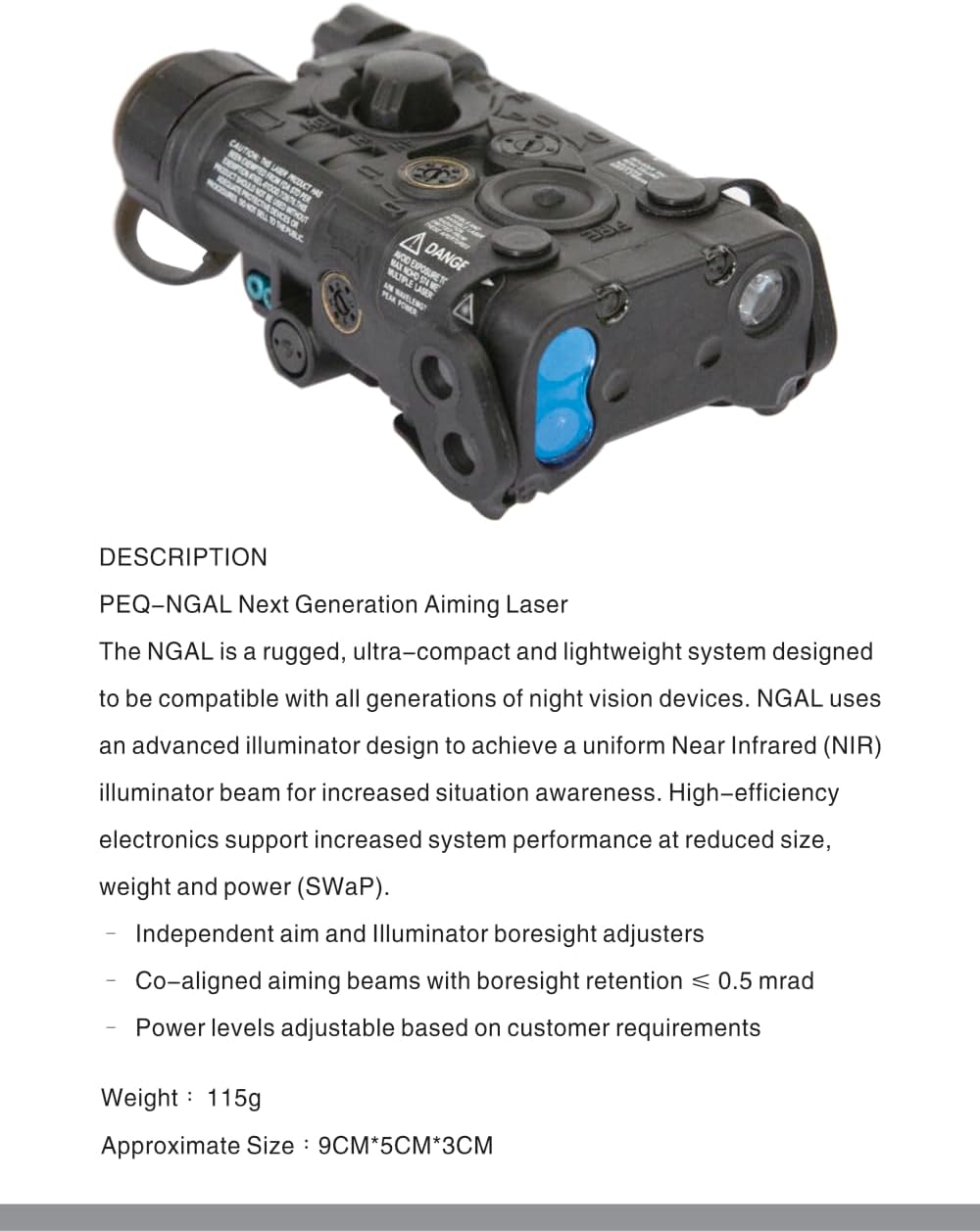 FMA PEQ NGAL Mini Version IR Laser + Red Laser + White LED Flashing Sight for Airsoft AEG GBB CQB Laser Output Within 5mW - FMA