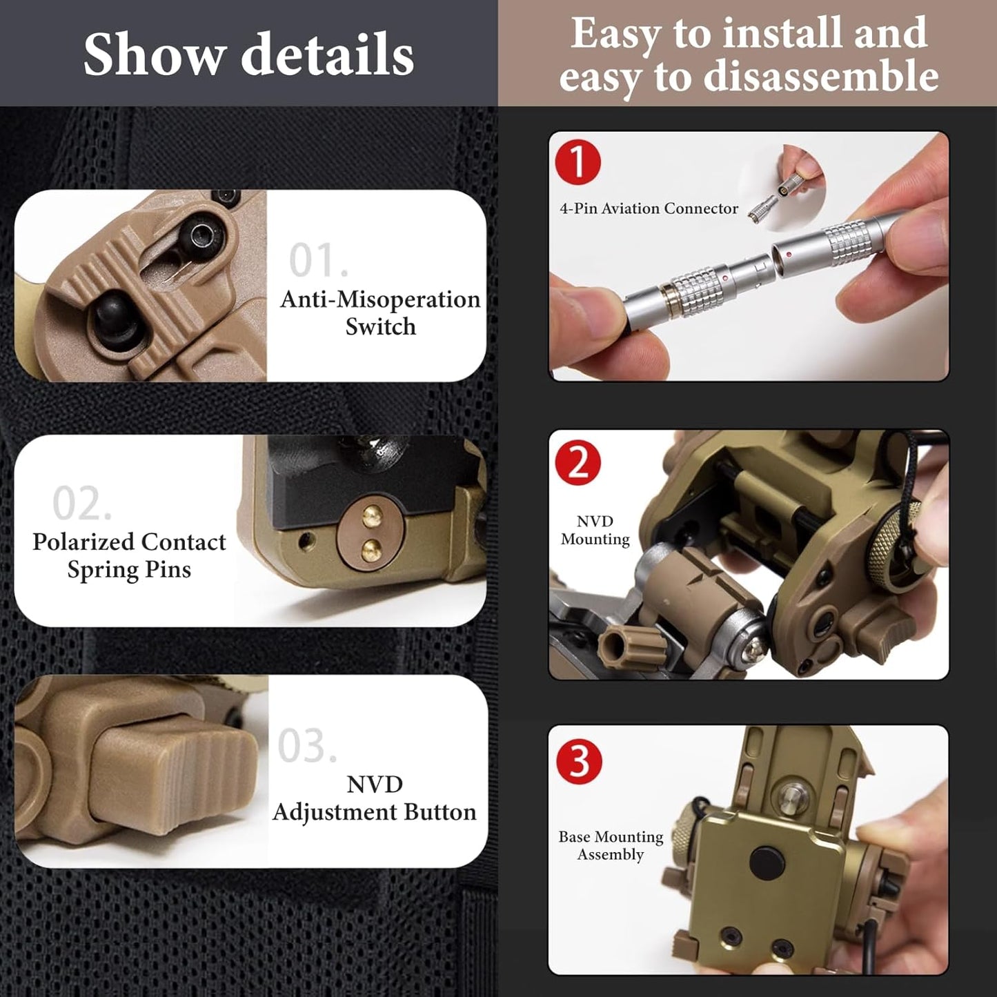 FMA Tactical Helmet GSGM NVG Bracket with funtion for Dummy NVG AVS6/9/10 GPNVG18 PSQ36