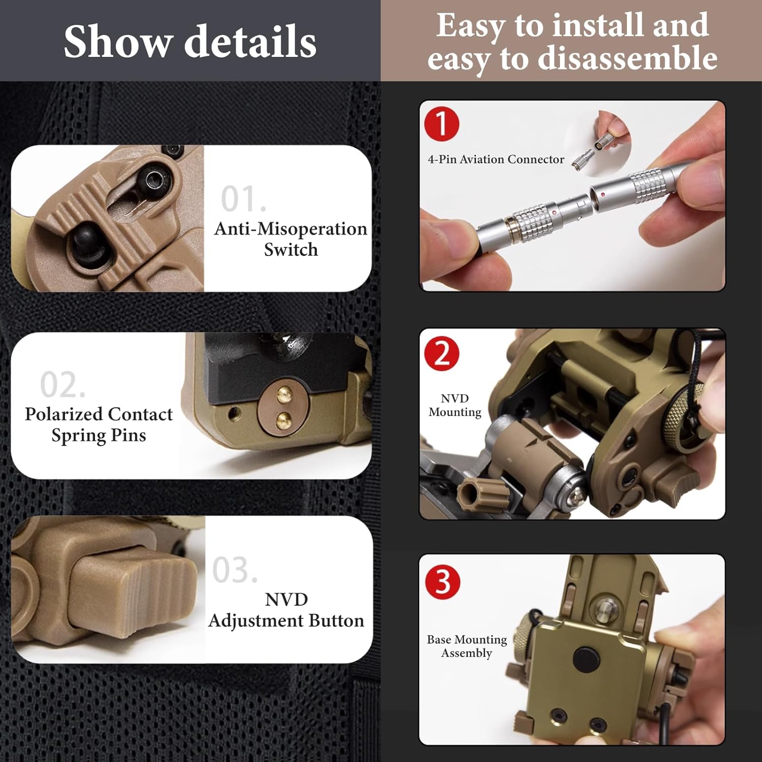FMA Tactical Helmet GSGM NVG Bracket with funtion for Dummy NVG AVS6/9/10 GPNVG18 PSQ36 - FMA