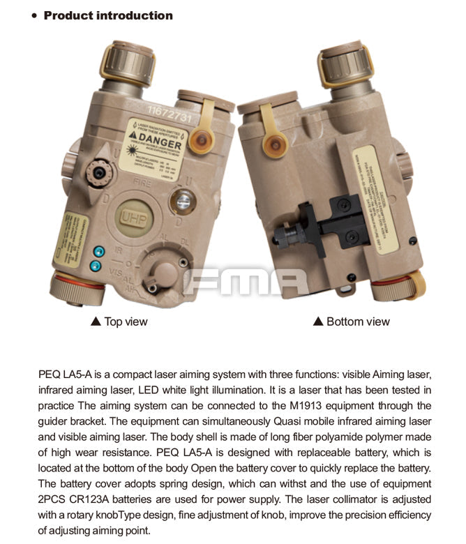 FMA PEQ LA5-A LED White Light + Red Laser with IR Lens Module (Airsoft/Replica) - FMA