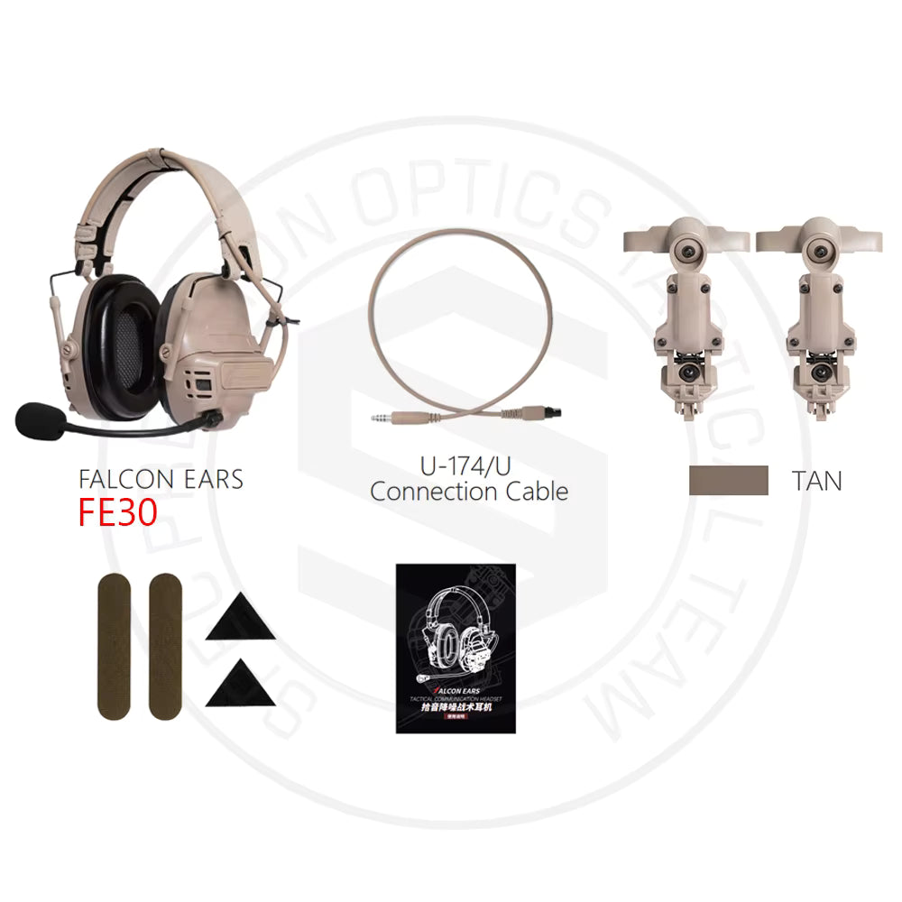 Tactical Noise Reduction Headset Falcon Ears FE30 / FE40 Pro - Sound Pickup For Hunting, Airfost, Tactical Communication - FMA