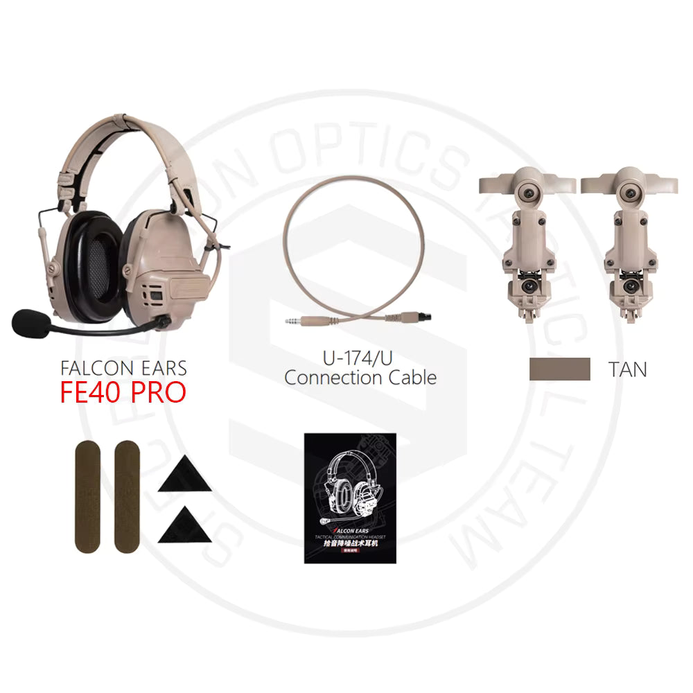 Tactical Noise Reduction Headset Falcon Ears FE30 / FE40 Pro - Sound Pickup For Hunting, Airfost, Tactical Communication - FMA