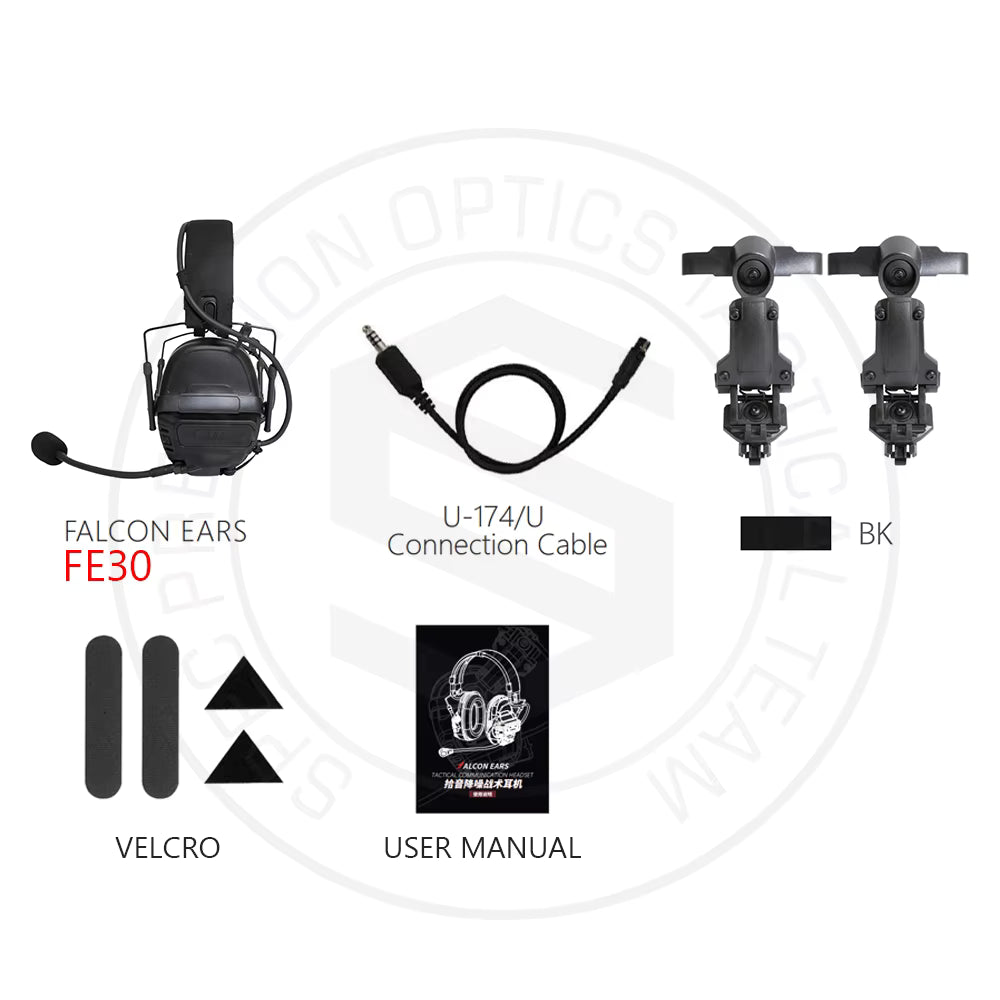 Tactical Noise Reduction Headset Falcon Ears FE30 / FE40 Pro - Sound Pickup For Hunting, Airfost, Tactical Communication - FMA