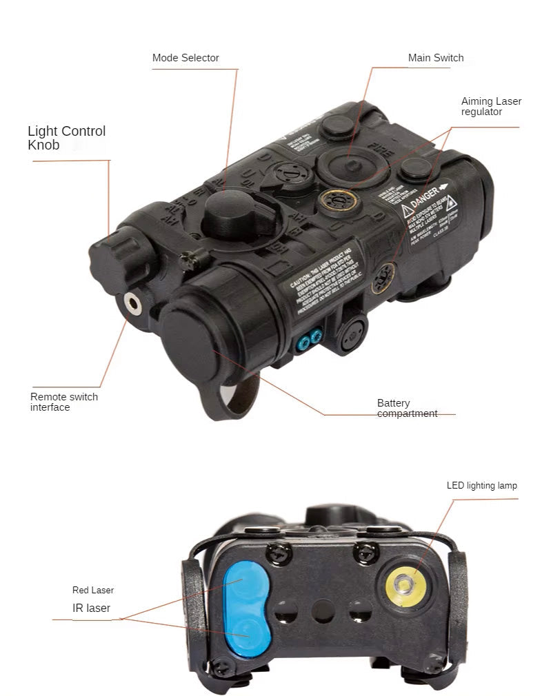 FMA LAB PEQ-NGAL Tactical Laser & LED Module with Battery Box (Airsoft/Replica) - FMA