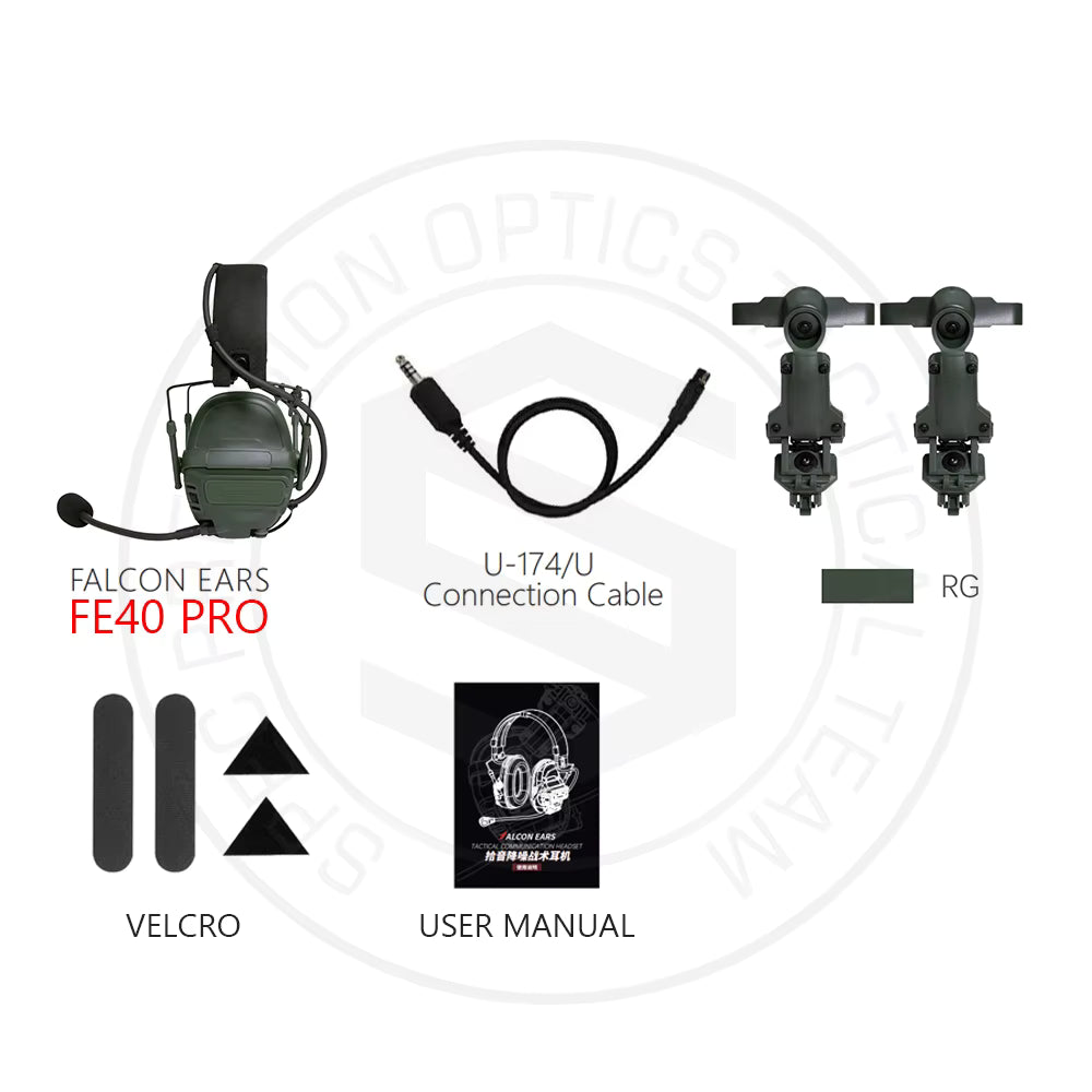 Tactical Noise Reduction Headset Falcon Ears FE30 / FE40 Pro - Sound Pickup For Hunting, Airfost, Tactical Communication - FMA