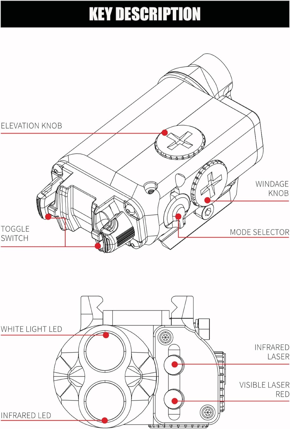 XVL2 Light IR Laser + IR Illum + Red Laser + White LED Flashing Sight for AEG GBB CQB Cosplay | Display