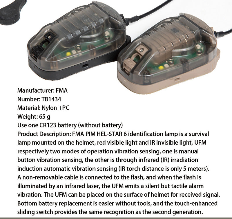 FMA PIM HEL-STAR 6 Style Airsoft Helment Light ( Black / DE )