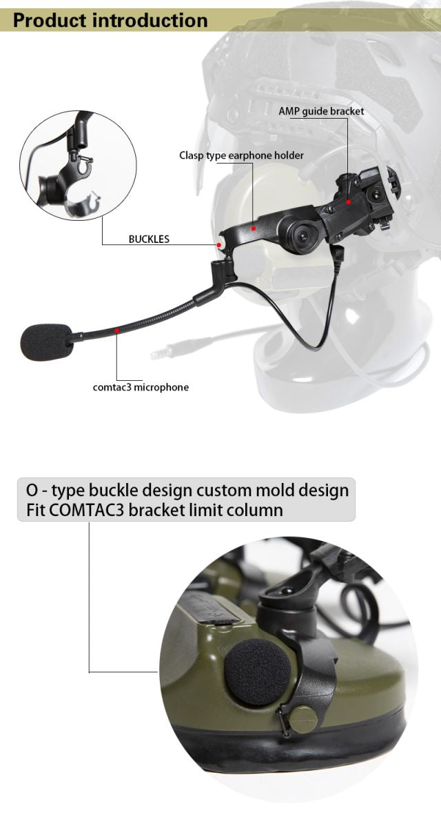 FMA Tactical Headset COMTAC II III Helmet ARC Rail Bracket Adapter