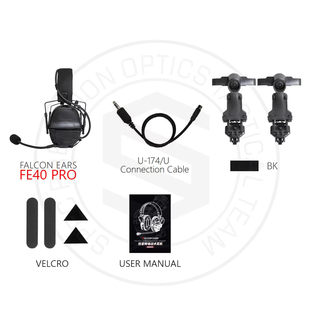 Tactical Noise Reduction Headset Falcon Ears FE30 / FE40 Pro - Sound Pickup For Hunting, Airfost, Tactical Communication - FMA